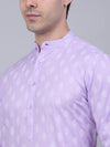 Men Purple and White Floral Printed Kurta with Churidar-JOKP-650Purple