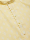 Men Yellow and White Floral Printed Kurta with Churidar-JOKP-650Yellow