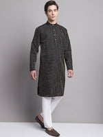 Men Black Embroidered Design Kurta with Pyjamas-JOKP-666Black