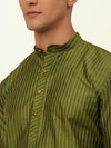 Men Olive Green Embroidered Design Kurta with Pyjamas-JOKP-666Olive