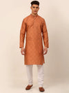 Men Peach Floral Printed Kurta with Pyjamas-JOKP-669Peach