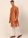 Men Peach Floral Printed Kurta with Pyjamas-JOKP-669Peach