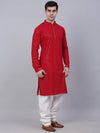 Men Maroon Chikankari Embroidered and Sequence Kurta with Churidar-JOKP-678Maroon