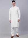 Men White Chikankari Embroidered and Sequence Kurta with Churidar-JOKP-678White