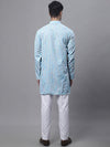 Men's Sky Blue and Multi Coloured Embroidered Straight Kurta Pyjama Set-JOKP-689Sky