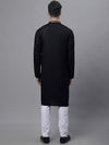 Men's Black Embroidered Straight Kurta Pyjama Set-JOKP-P-690Black