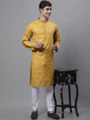 Men's Mustard Embroidered Straight Kurta Pyjama Set-JOKP-P-690Mustard