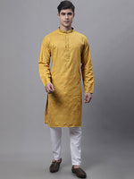 Men's Mustard Embroidered Straight Kurta Pyjama Set-JOKP-P-690Mustard