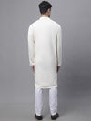 Men's White Embroidered Straight Kurta Pyjama Set-JOKP-P-690White