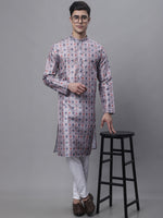 Men's Blue Digital Printed Kurta Pyjama Set-JOKP-P-691Blue