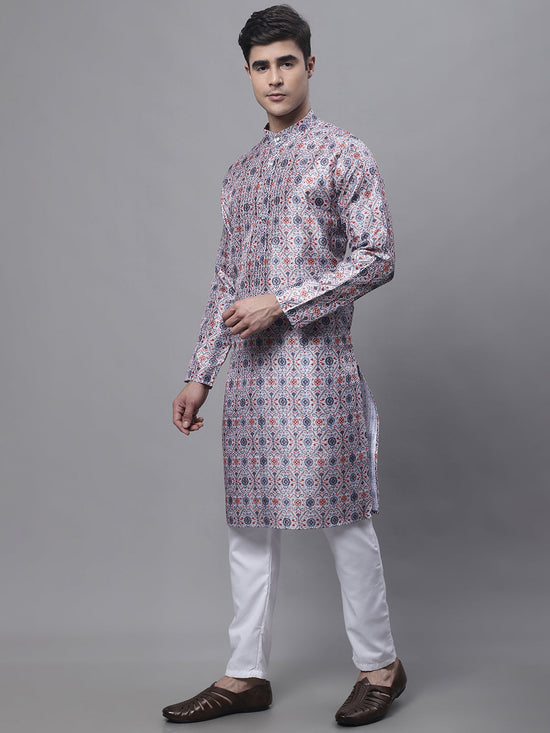 Men's Blue Digital Printed Kurta Pyjama Set-JOKP-P-691Blue