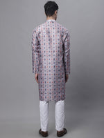 Men's Blue Digital Printed Kurta Pyjama Set-JOKP-P-691Blue