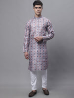 Men's Blue Digital Printed Kurta Pyjama Set-JOKP-P-691Blue