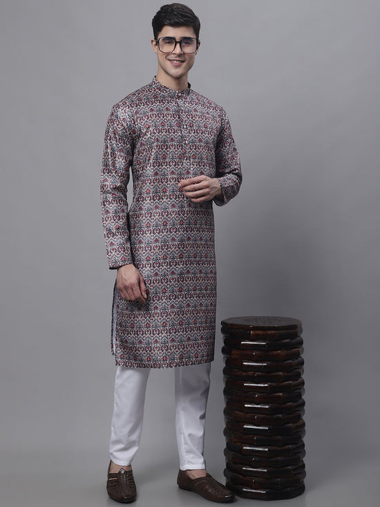 Men's Maroon Digital Printed Kurta Pyjama Set-JOKP-P-691Maroon