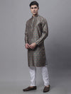 Men's Olive Green Digital Printed Kurta Pyjama Set-JOKP-P-691Olive