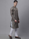 Men's Olive Green Digital Printed Kurta Pyjama Set-JOKP-P-691Olive