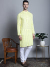 Men's Embroidered Mirror Work Kurta Payjama Sets-JOKP-P-694Lemon