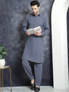 Men's Solid Pathani Kurta with Salwar-JOKP-696Grey