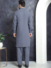 Men's Solid Pathani Kurta with Salwar-JOKP-696Grey