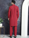 Men's Solid Pathani Kurta with Salwar-JOKP-696Maroon