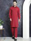 Men's Solid Pathani Kurta with Salwar-JOKP-696Maroon