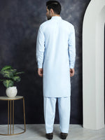 Men's Solid Pathani Kurta with Salwar-JOKP-696Sky