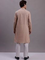 Men's Solid Pure Cotton Kurta With Pyjamas-JOKP-697Beige