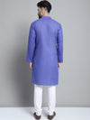 Men's Solid Pure Cotton Kurta With Pyjamas-JOKP-697Blue