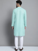 Men's Solid Pure Cotton Kurta With Pyjamas-JOKP-697Green