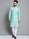 Men's Solid Pure Cotton Kurta With Pyjamas-JOKP-697Green