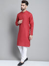 Men's Solid Pure Cotton Kurta With Pyjamas-JOKP-697Maroon