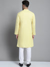 Men's Solid Pure Cotton Kurta With Pyjamas-JOKP-697Yellow