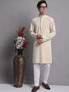 Men's Peach Chikankari Embroidered and Sequence Kurta with Pyjama.-JOKP-P-5001Peach