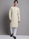 Men's Light Green Chikankari Embroidered and Sequence Kurta with Pyjama.-JOKP-P-5001Pista