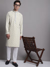 Men's Yellow Chikankari Embroidered and Sequence Kurta with Pyjama.-JOKP-P-5001Yellow