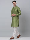 Men's Olive Green Collar Embroidered Kurta with Pyjama.-JOKP-P-5002Olive