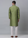 Men's Olive Green Collar Embroidered Kurta with Pyjama.-JOKP-P-5002Olive