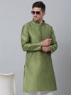 Men's Olive Green Collar Embroidered Kurta with Pyjama.-JOKP-P-5002Olive