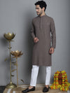 Men's Chikankari Embroidered and Sequence Kurta with Pyjama.-JOKP-P-5010Brown