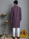 Men's Chikankari Embroidered and Sequence Kurta with Pyjama.-JOKP-P-5010Purple