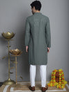 Men's Chikankari Embroidered and Sequence Kurta with Pyjama.-JOKP-P-5010Sea-Green