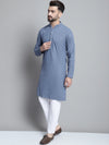 Men Grey Embroidered Sequinned Kurta with Pyjama-JOKP-P-680Grey