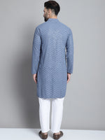 Men Grey Embroidered Sequinned Kurta with Pyjama-JOKP-P-680Grey