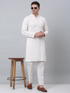 Sequins Embroidered Kurta Pyjama-JOKP-P-680White