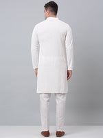 Sequins Embroidered Kurta Pyjama-JOKP-P-680White