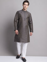 Men's Black Printed Silk Blend Kurta Payjama-JOKP-P-686Black