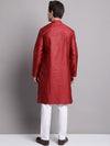 Men's Maroon Printed Silk Blend Kurta Payjama-JOKP-P-686Maroon