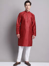 Men's Maroon Printed Silk Blend Kurta Payjama-JOKP-P-686Maroon