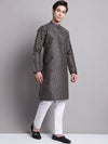 Men's Navy Blue Printed Silk Blend Kurta Payjama-JOKP-P-686Navy