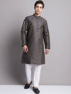 Men's Navy Blue Printed Silk Blend Kurta Payjama-JOKP-P-686Navy